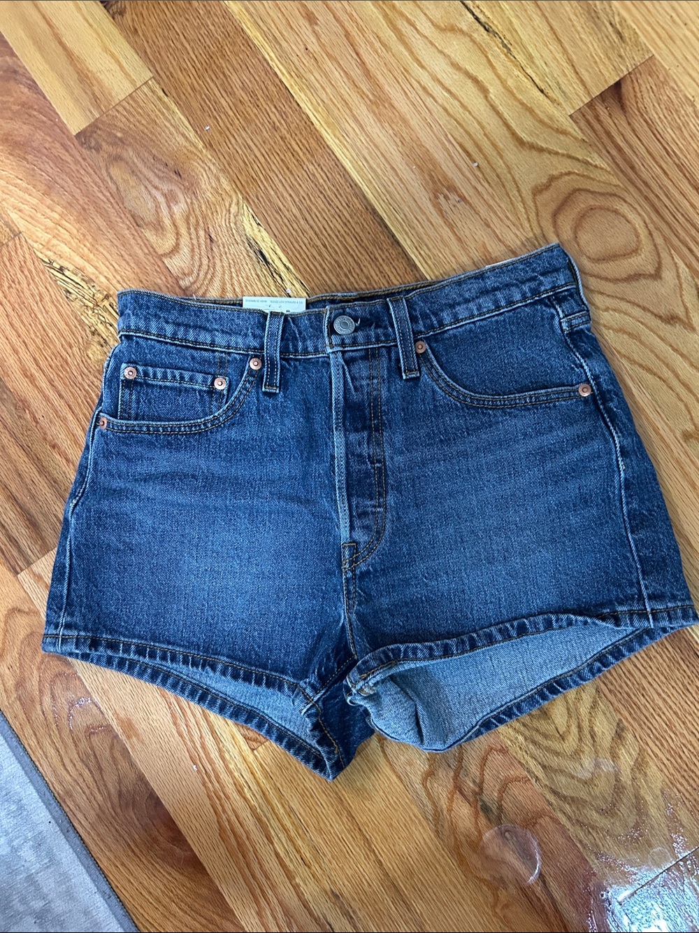 Levi's 501 Dark Blue Denim High-Rise Cutoff Shorts